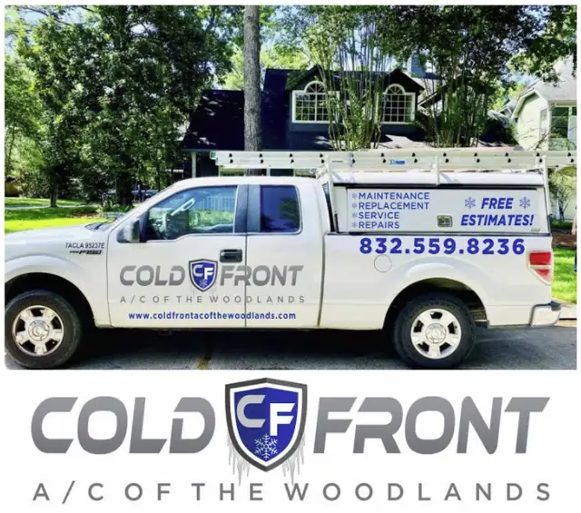 Cold Front A/C branded service truck in The Woodlands